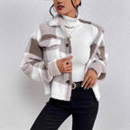 Damen Kuschelige Karojacke mit Umlegekragen R&B