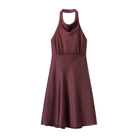Damen Halterkleid mit schwingendem Rock und elegantem, fließendem Schnitt R&B