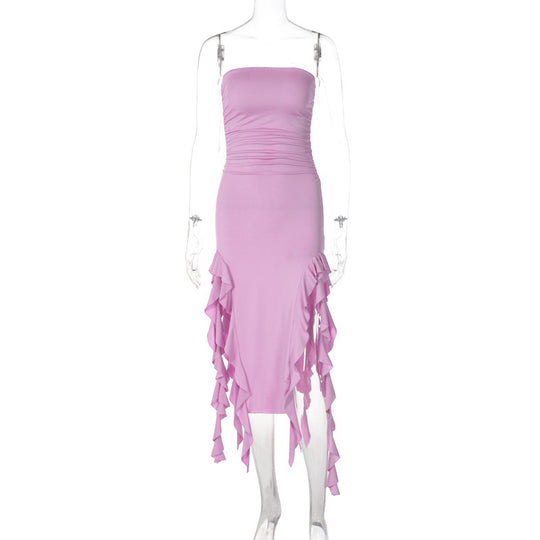 Damen Wickelkleid mit Rüschen und figurformendem Schnitt R&B