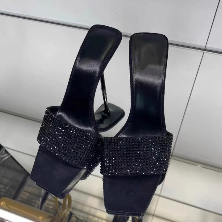 Damen glamouröse High Heel Mules mit funkelnden Strassdetails R&B
