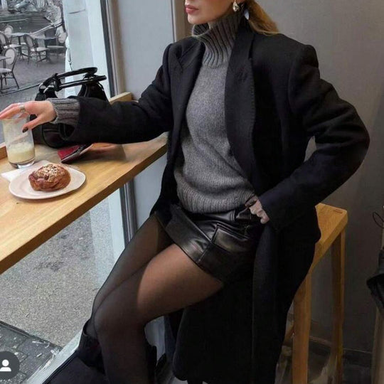 Damen Hochwertiger Rollkragenpullover mit lässigem Oversized-Schnitt R&B