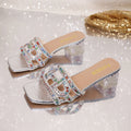 Damen Glitzernde Absatzsandalen mit funkelnden Strassapplikationen R&B
