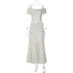 Damen Verspieltes Maxikleid mit schulterfreiem Design und voluminiösen Rüschen R&B