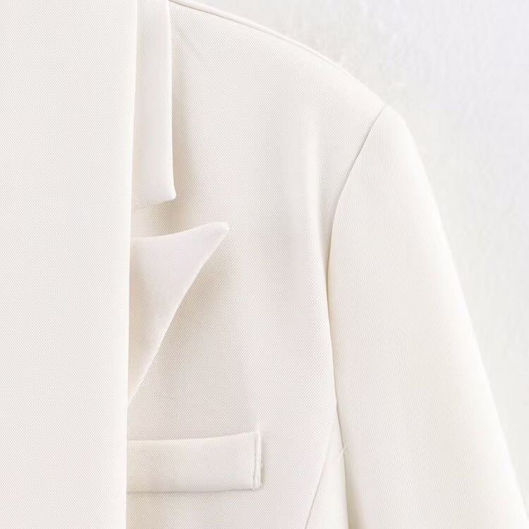 Damen eleganter Blazer mit abnehmbarem Halstuch R&B