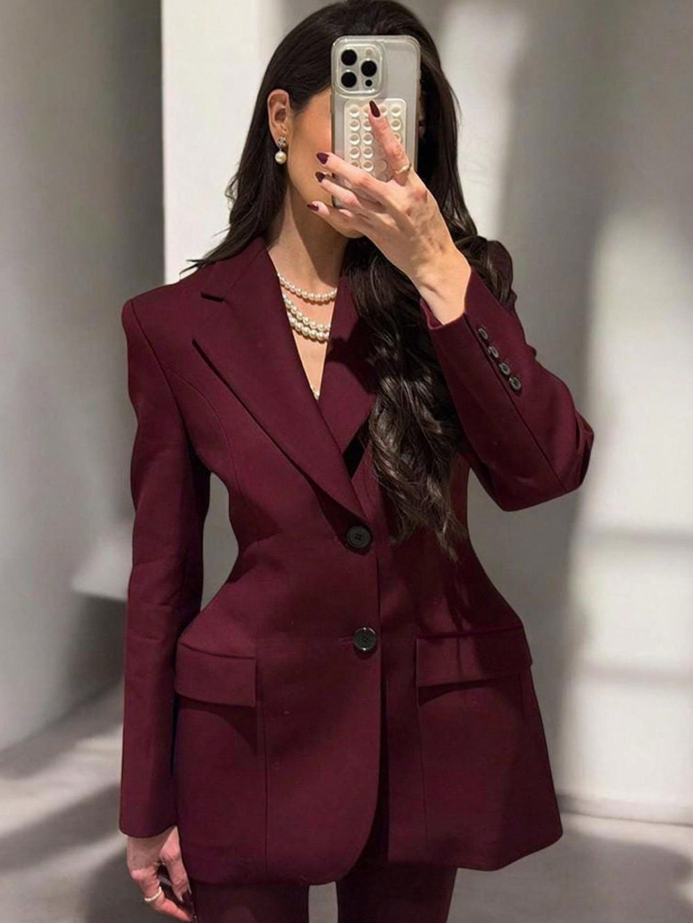 Damen Eleganter Blazer im Oversized-Stil mit praktischen Taschen R&B