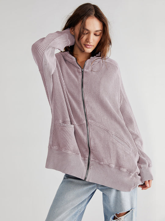 Damen Lässiger Kapuzenpullover mit strukturiertem Material und praktischen Taschen R&B