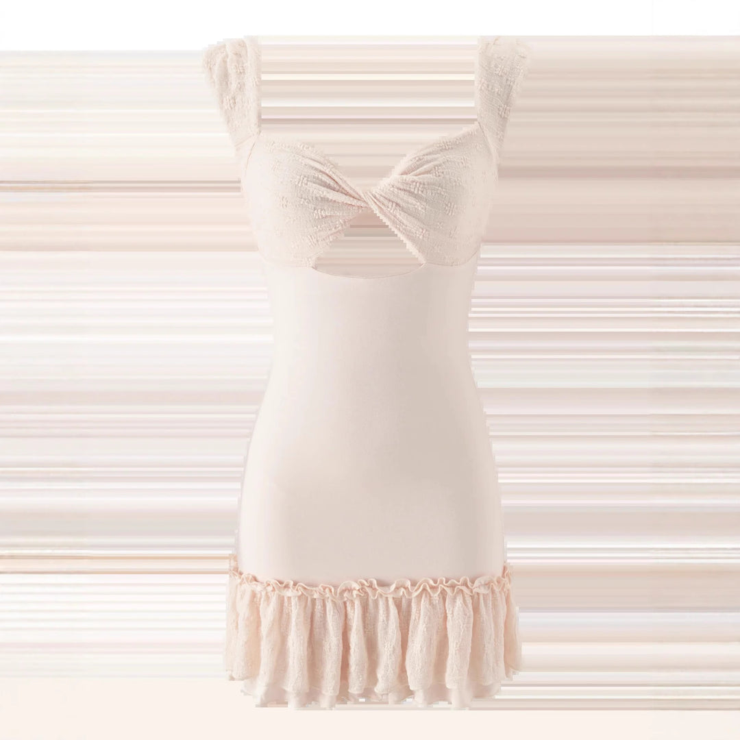 Damen Minikleid mit figurbetontem Schnitt und Rüschensaum R&B