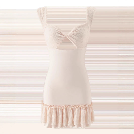 Damen Minikleid mit figurbetontem Schnitt und Rüschensaum R&B