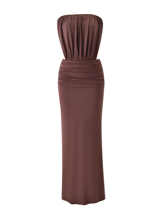 Damen Langes, figurbetontes Maxikleid mit gerafftem Oberteil R&B