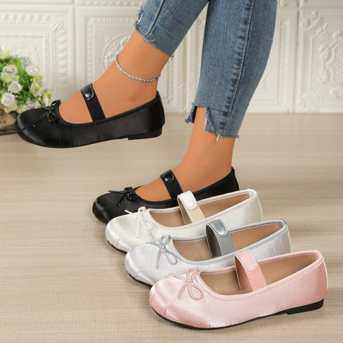 Damen Ballerinas mit elastischem Riemen und dekorativem Schleifen-Detail R&B