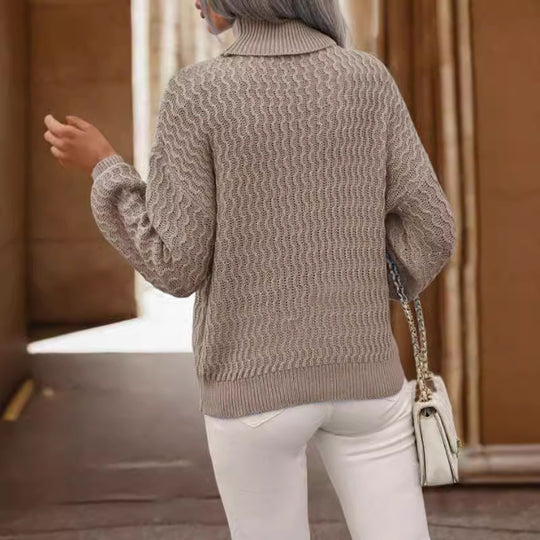 Damen Rollkragenpullover mit strukturiertem Muster und lässiger Passform R&B