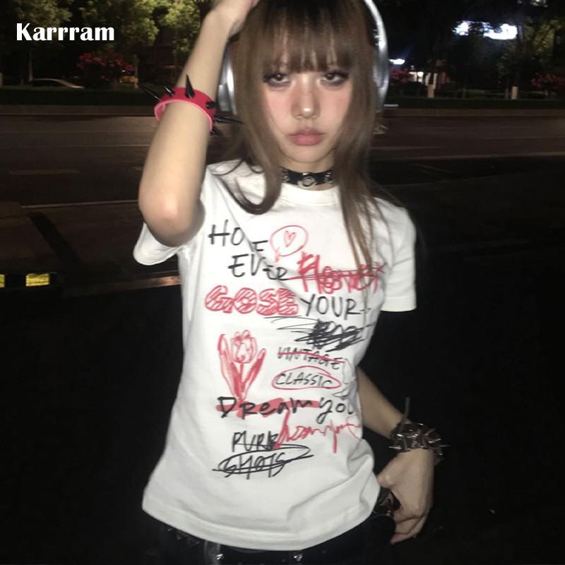 Damen lässiges Statement T-Shirt mit kreativem Print R&B