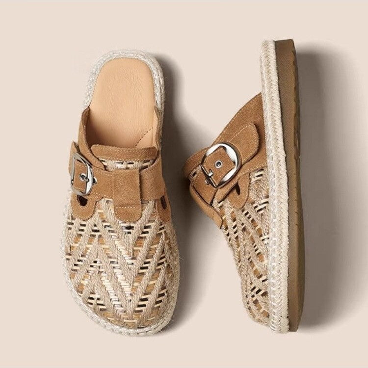 Damen Legere Slip-On Pantoletten mit modischem Riemchen-Design R&B