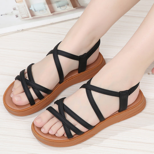 Damen Bequeme Riemchen-Sandaletten mit elastischem Fesselriemen und anatomischer Sohle R&B
