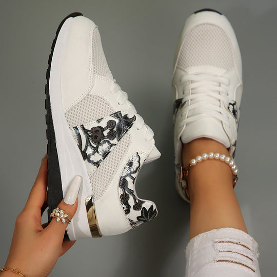 Damen Sportliche Sneakers mit floralem Design und atmungsaktivem Obermaterial R&B