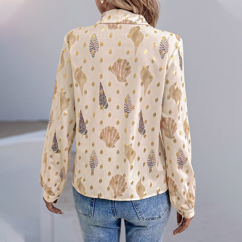 Damen Bluse mit eleganten Muschel- und Goldakzenten R&B