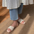 Damen Flache Riemensandalen mit geflochtenem Design und ergonomischem Fußbett R&B