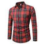 Herren kariertes Langarmhemd aus weichem Flanell R&B