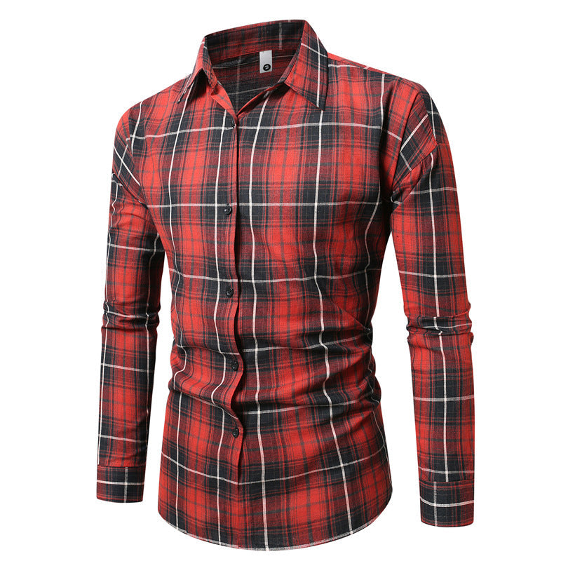 Herren kariertes Langarmhemd aus weichem Flanell R&B