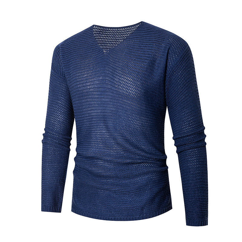 Herren eleganter V-Ausschnitt Pullover aus atmungsaktiver Baumwolle