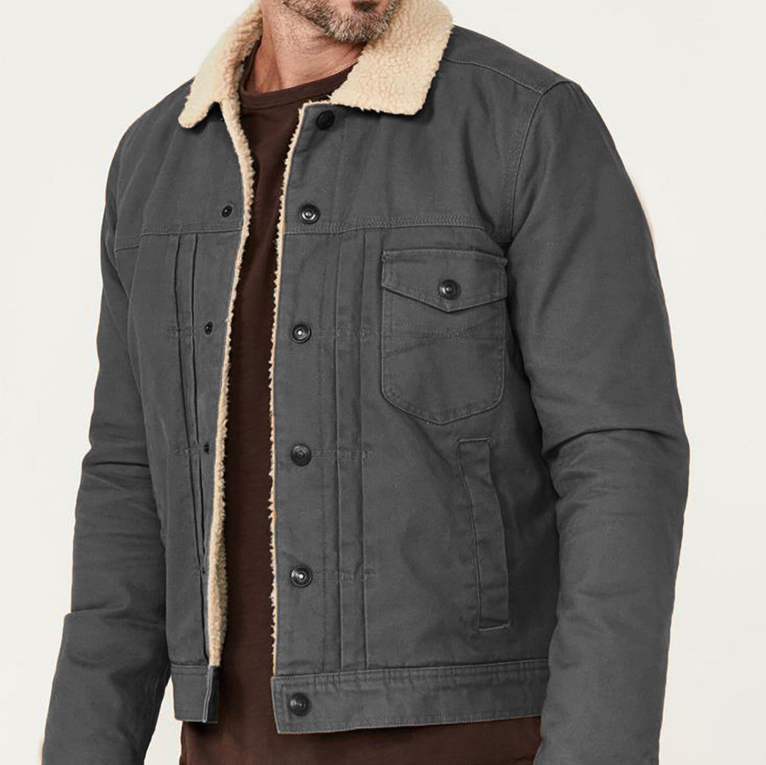 Herren warme und stilvolle Jacke mit Sherpa-Futter R&B