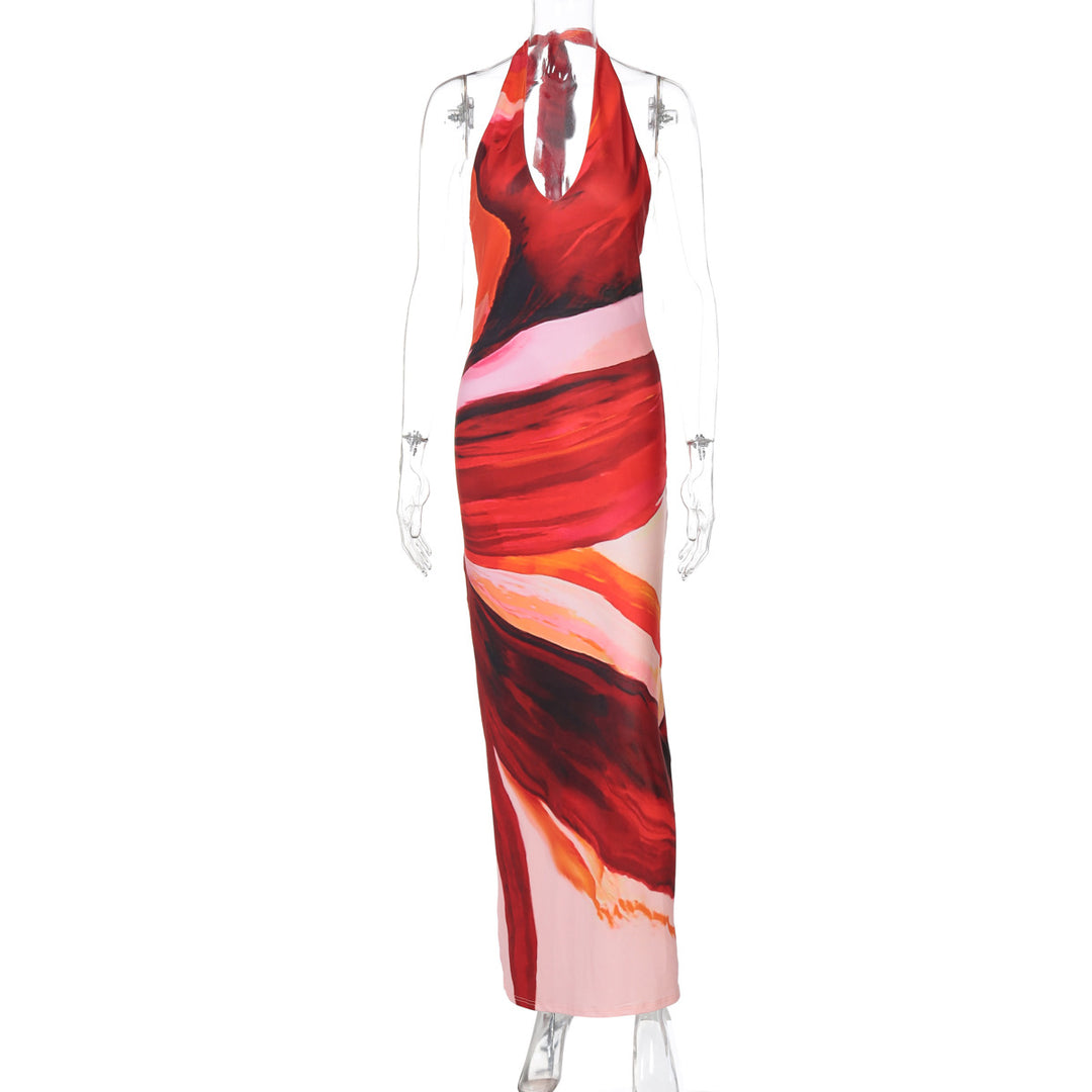 Damen Elegantes Maxikleid mit Halsband und raffinierten Farbverlauf R&B