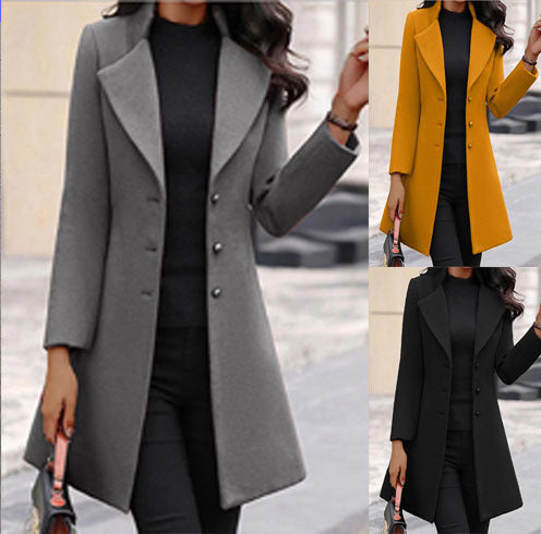 Damen Eleganter Mantel mit modernem Kragen und praktischen Knöpfen