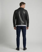 Herren Kunstleder Bikerjacke mit Ziersteppung