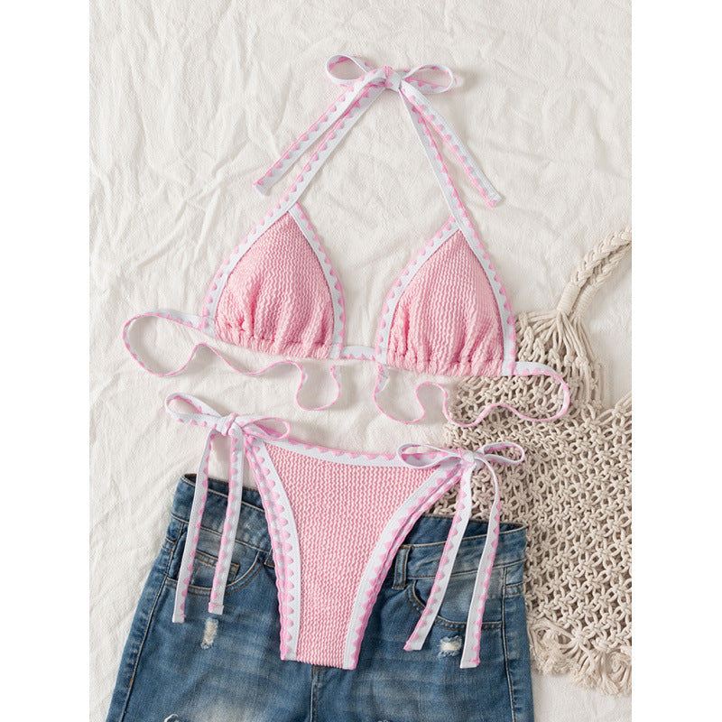 Damen Triangel-Bikini mit verspieltem Zickzackmuster R&B