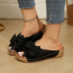 Damen Bequeme Slipper mit großem Schleifendetail R&B
