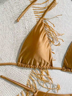 Damen Triangel-Bikini mit schicker Fransenverzierung
