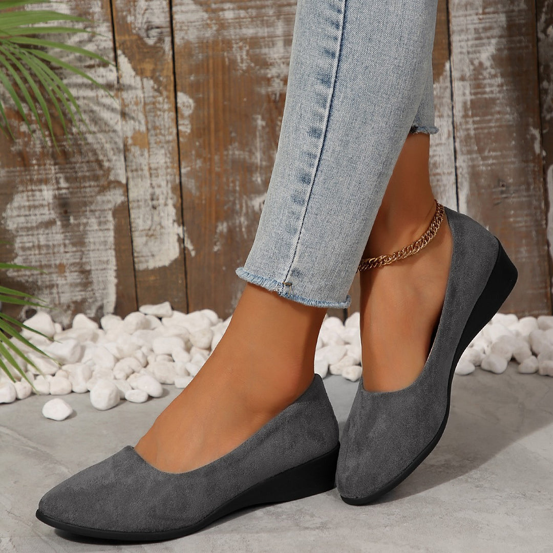 Damen Wedge-Schuhe mit elegantem Samt-Obermaterial und anatomisch geformtem Fußbett R&B