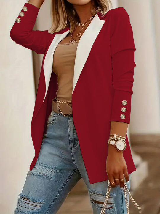 Damen Eleganter Blazer mit kontrastierenden Einsätzen R&B