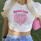 Damen Crop-T-Shirt mit kreativem Nostalgie-Druck und lässigem Schnitt R&B
