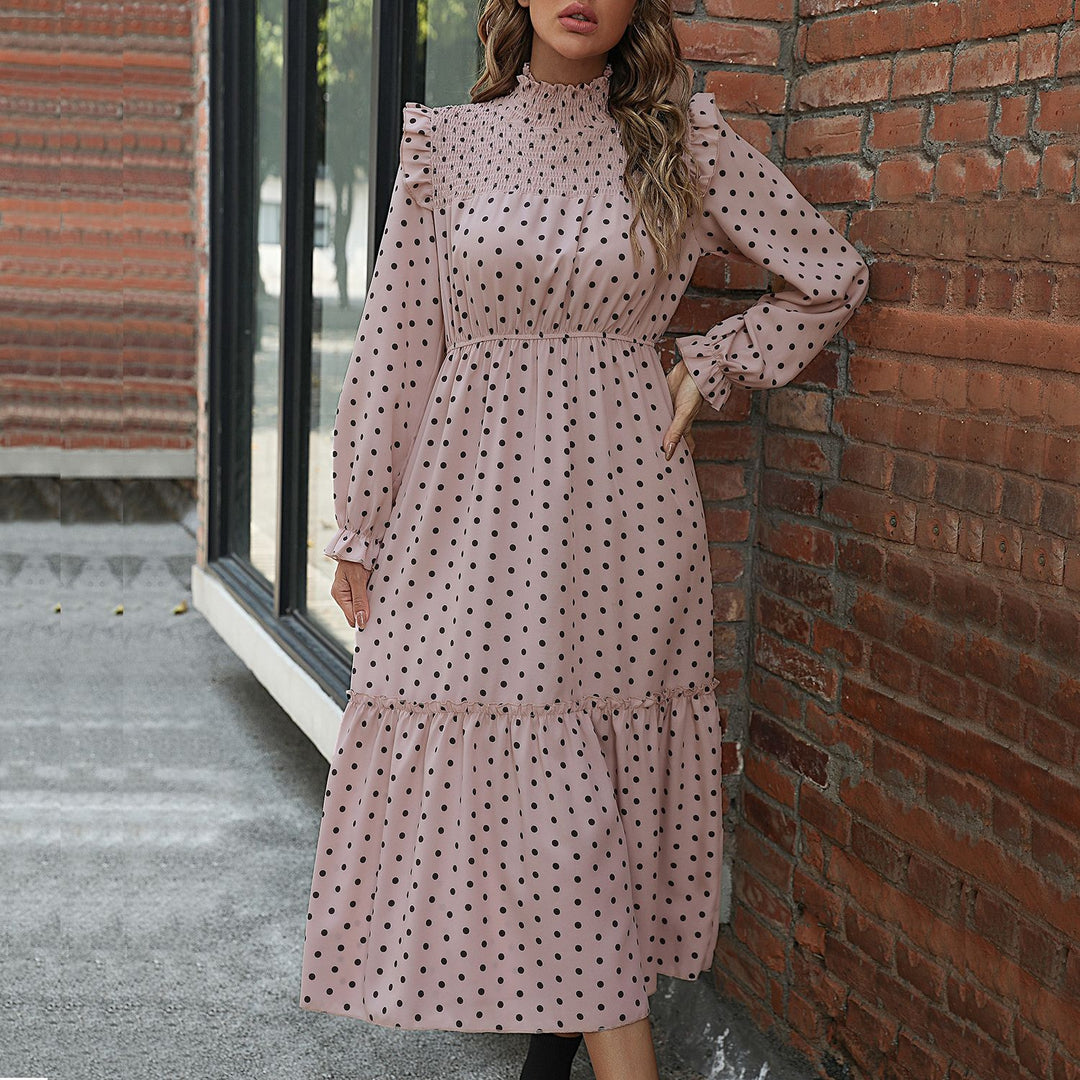 Damen Maxikleid mit Puffärmeln und Rüschendetails R&B