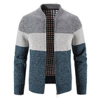 Herren Strickjacke mit modernem Zipper und karierter Innenausstattung