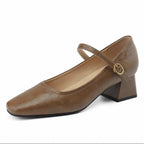 Damen elegante Blockabsatz Mary Jane Schuhe mit Riemchen R&B