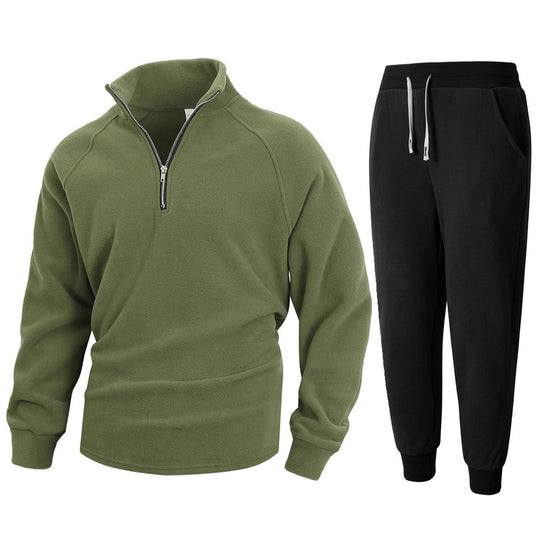 Herren Fleece-Relaxanzug mit halblangem Reißverschluss R&B