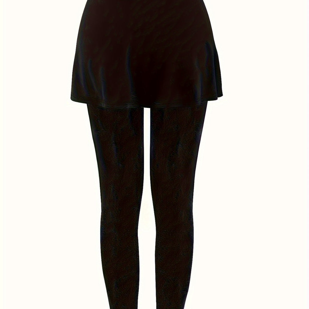 Damen Leggings mit rockähnlicher Einlage und hohem Bund R&B