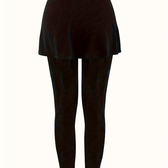 Damen Leggings mit rockähnlicher Einlage und hohem Bund R&B