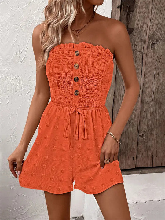 Damen Bandeau Jumpsuit mit Knopfdetails und Taillenzug R&B