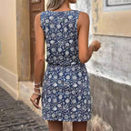 Damen Freizeitkleid mit floralem Muster und elastischem Bund R&B