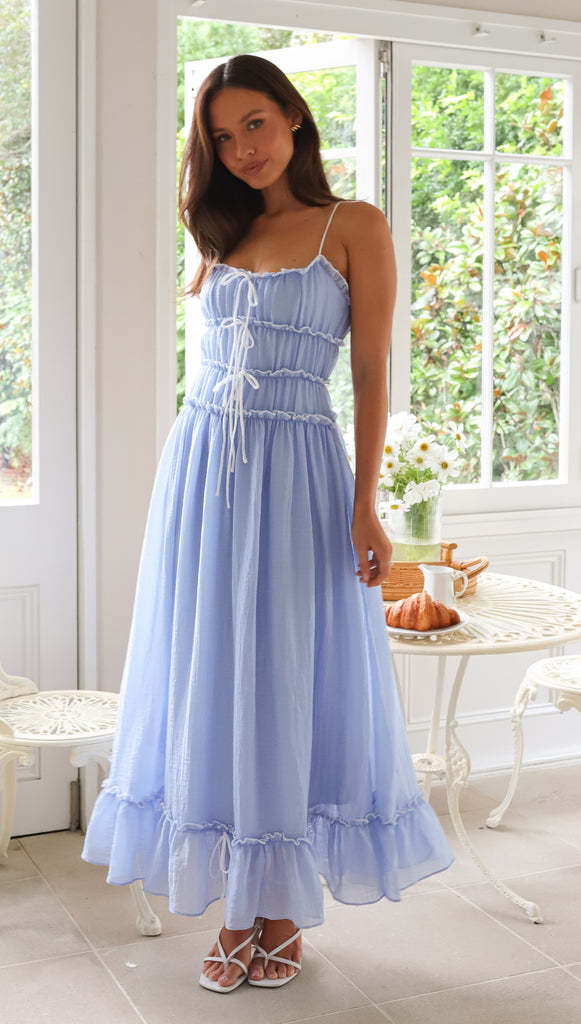 Damen Maxikleid mit Rüschendetails und verstellbaren Trägern R&B