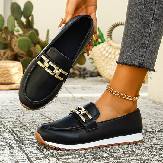 Damen Mokassin-Schuhe mit modischem Schnallen-Design R&B