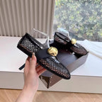 Damen Ballerinas mit luftiger Netzstruktur und dekorativem Goldakzent R&B