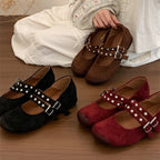 Damen elegante Ballerinas mit dekorativen Schnallen und stützender Innensohle R&B