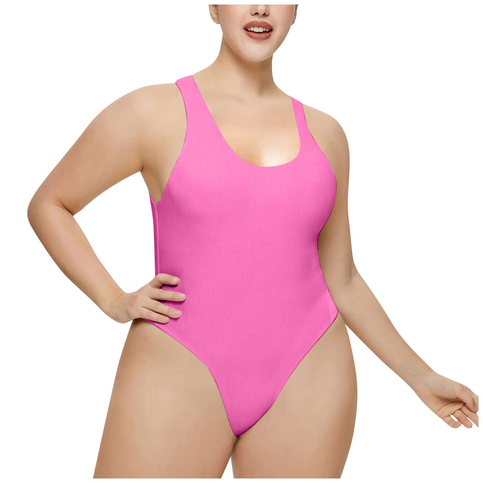 Damen Hochgeschnittenes Rib-Badeanzug R&B
