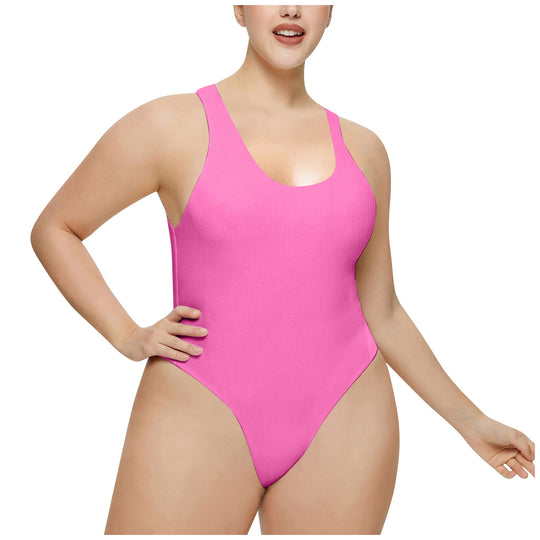 Damen Hochgeschnittenes Rib-Badeanzug R&B