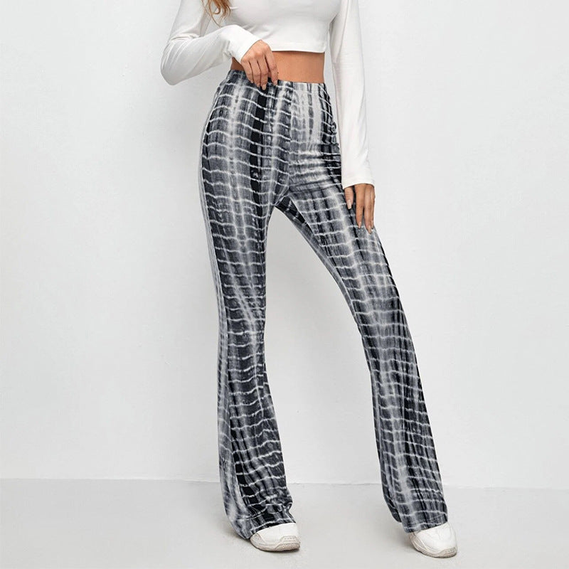 Damen Flared Leggings mit modischem Batik-Design
