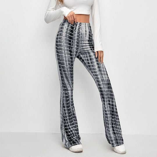 Damen Flared Leggings mit modischem Batik-Design R&B
